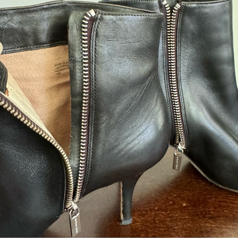 Michael Kors Black‎ Leather Heeled Ankle Boots Booties Career City Size 10M - Picture 9 of 13